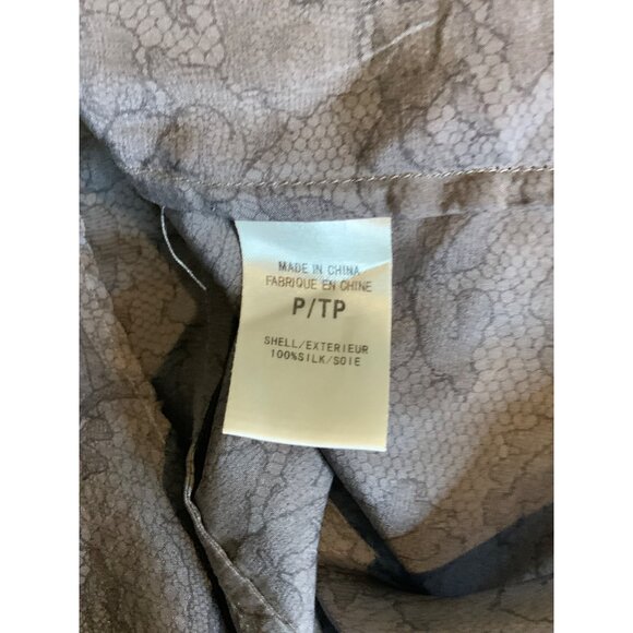 Theory Gray Floral Lace Print Silk Sleeveless Ruffle Top, Size P - Picture 9 of 10